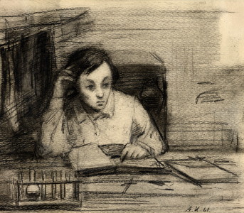 Художник А. Котельников. "На квартире у прачки"